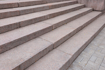 Closeup view of empty stone stairs outdoors