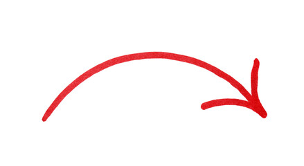 One red drawn arrow isolated on white