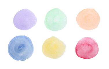 Watercolor, painted color samples on white paper