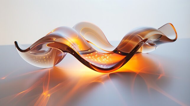 A dynamic sound wave generator with bold glowing accents, resting on a polished white background.