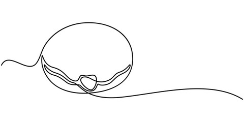 various filled doughnut icon continuous one line drawing, Donut illustration on isolated white background, Bakery, Sweet Foods Icons, Holiday Bundt Cake Thin Line Icon - Editable Stroke, Donut shaped.