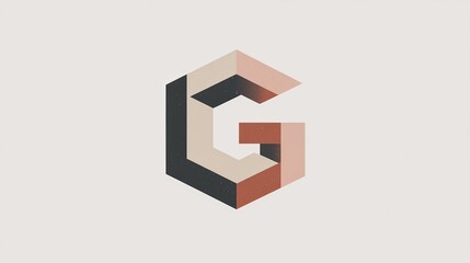 Obraz premium geometric brown and white square featuring the letter 