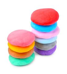 Different colorful play dough isolated on white