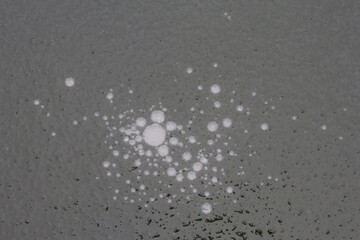Frozen air bubbles. Lake.