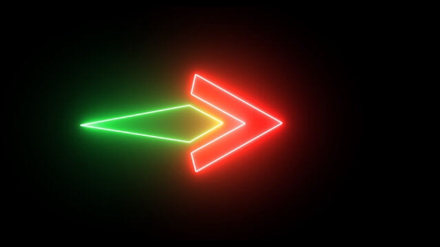 recommend clip art: arrow points to the right. Glowing neon arrow direction on lack background. Glowing neon arrow sign icon isolated on black background