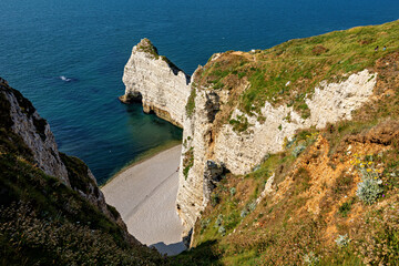 The cliffs of the alabaster coast of the normandy at Etratat