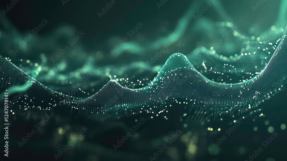 Wall mural a bright digital rendering of an ecg pulse displayed on a dark green background.