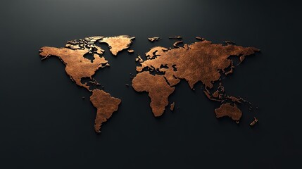 Fototapeta na wymiar Dotted world map featuring orange and gold tones, with a sleek and contemporary design, ideal for creative projects