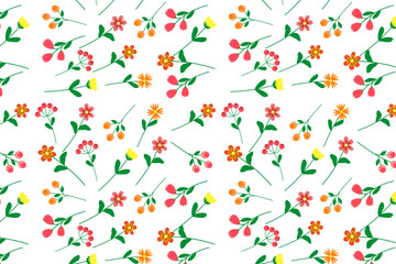 Seamless pattern with flowers on a white background