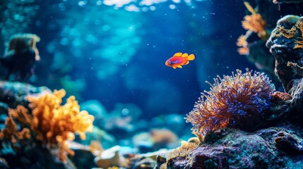 Naklejka premium Colorful underwater coral reef with tropical fish