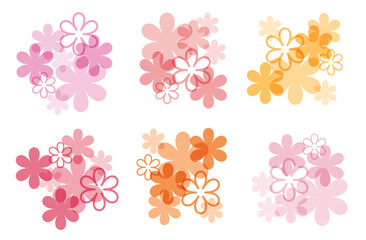 花　フラワー　集合体　セット　ピンク　オレンジ