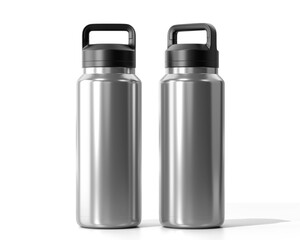 Blank Aluminum Stainless Steel Hydro Flask Water Bottle Packaging, Sport Water Bottle Isolated On Transparent Background, Prepared For Mockup, Png.
