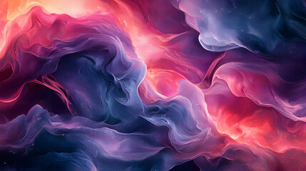 Obraz premium Abstract Colorful Cosmic Background: Dreamy Waves of Pink, Blue, and Purple - Ethereal Digital Art with Textured, Fluid Motion and Vibrant, Soft Light for Calming, Surreal, Fantasy Aesthetic Wallpaper