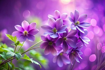 Obraz premium Long Exposure Purple Flowers and Leaves, Beautiful Floral Background, Artistic Photography
