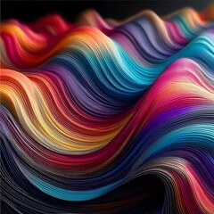 Obraz premium wavy lines on dark backdrop with thin abstract stripes graphic resource background banner