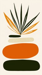 Abstract plant with geometric shapes: modern minimalistic design