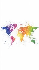 Fototapeta premium A vibrant world map made of colorful paint splashes 