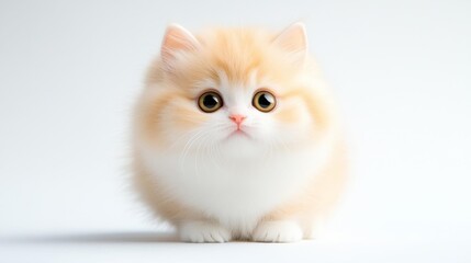 Sweet Cream and White Fluffy Kitten Isolated. Generative AI