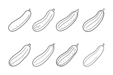 Cucumber Vector Silhouette Set for Creative Design Works