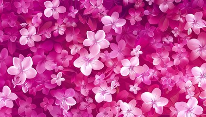 Obraz premium Pink background with pink flowers, a pink color theme, pink petals, pink leaves, and pink flowers.