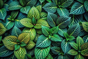 Fototapeta premium Lush Green Foliage Texture Abstract Photography, Botanical Close-up, Nature Art