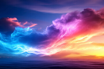 Naklejka premium Pastel Gradient Blending Soft Yellows, Light Pinks, and Baby Blues, Evoking Springtime Freshness with a Calm and Serene Aesthetic