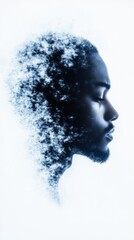 Double exposure portrait art blending nature human silhouette