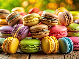 Macaron Panoramic Backgrounds, Sweet Treats, Colorful Dessert, Delicious Pastry,  Panoramic Photography, Food Photography,  High Resolution