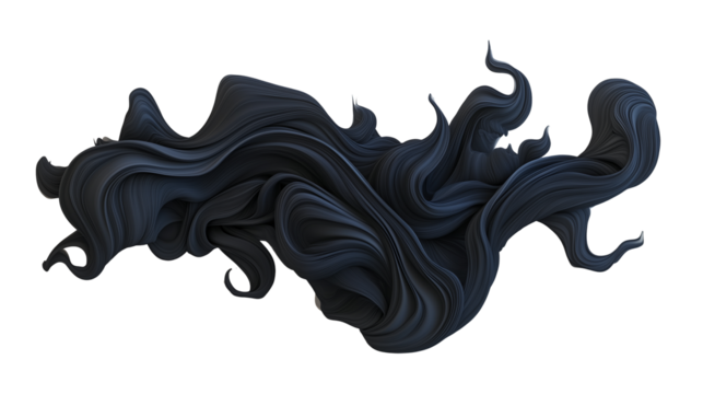 Haunting Black Smoke Swirls - Dark Abstract Tendrils Isolated on White