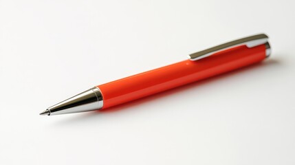 Isolated shot of a clean and minimalistic pen on a white surface. Perfect for office supplies marketing.