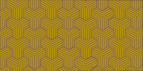 Japanese Hexagon Net Vector Seamless Pattern.Geometric Seamless repeating pattern with hexagon. .Geometric yellow background. creative minimalist shape.high quality textile design.