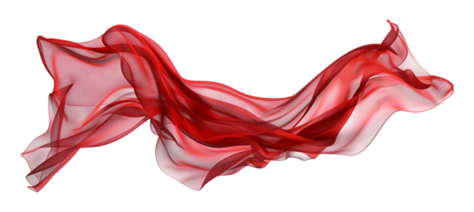 Red Veil Fabric Isolated on White or Transparent Background