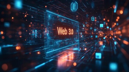 Advanced Cyber Network with Web 3.0 Technology Concept. Generative AI