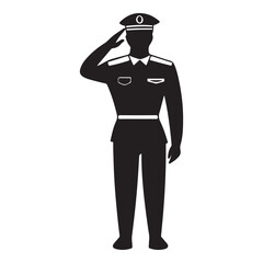 Armed Forces Saluting Icon – Monochrome Vector