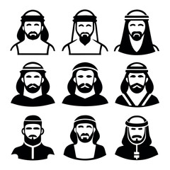 Vector Illustration of Diverse Arab Men in Traditional Attire