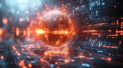 Futuristic Digital Globe with Network Connections. Generative AI