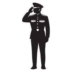 Saluting Officer Silhouette – Army and Police Symbol