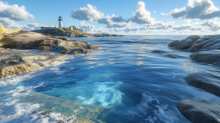 Fototapeta premium lighthouse on the coast of the sea