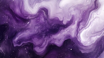 Abstract Purple Nebula Background with Swirling Patterns and Tiny Stars