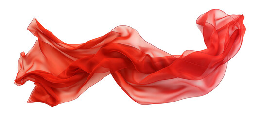 Red Veil Fabric Isolated on White or Transparent Background