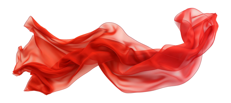 Red Veil Fabric Isolated on White or Transparent Background