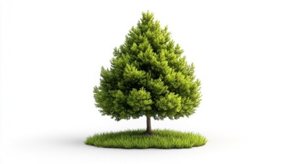 Lush Green Tree on a Small Patch of Grass Isolated. Generative AI