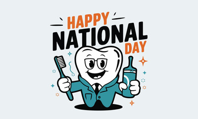 National Dentists Day Vector Illustration | Dental Care T-Shirt, Poster, Sticker, Social Media Design. Print ready eps