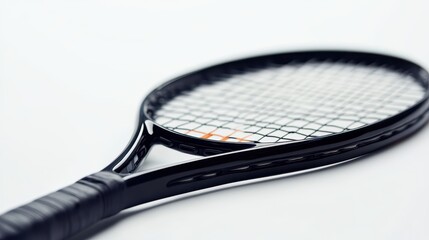 Close-up of a tennis racket on a white background, great for sports gear or fitness equipment advertising.