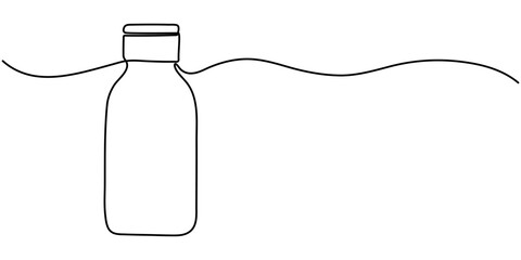 Continuous Line Drawing of Water Bottle Icon. Hand Drawn Symbol Vector Illustration, Continuous one line drawing of water drink bottle. Sports water bottle single line vector illustration. Plastic