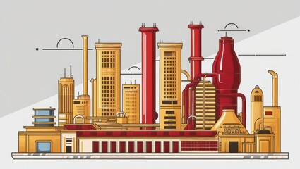 Fototapeta premium Industrial Factory Illustration
