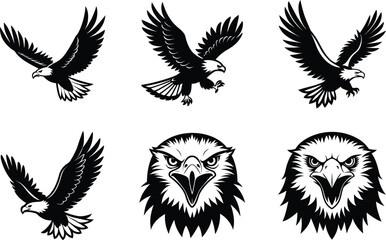 set of vector eagle face