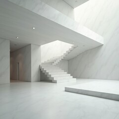 Obraz premium White Stairway in a Modern Building with Marble Accents