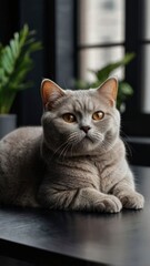 Adorable soft grey British Shorthair Cat Portrait