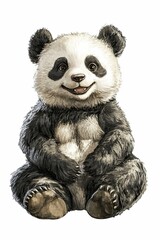Obraz premium Zoo-raised panda bear seated, poised for photography